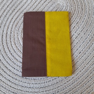 Textil papírzsebkendő tartó íves barna-sárga  - táska & tok - pénztárca & más tok - zsebkendőtartó tok - Meska.hu