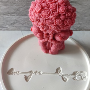 Virágos macipár gyertya - Meska.hu