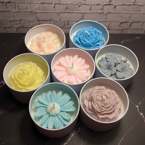 Tégelyes virágos gyertya - otthon & életmód - gyertya, illat, aroma - gyertya - Meska.hu