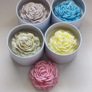 Tégelyes virágos gyertya - otthon & életmód - gyertya, illat, aroma - gyertya - Meska.hu