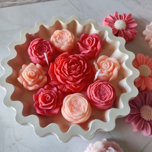 Virágos gyertyatál  - otthon & életmód - gyertya, illat, aroma - gyertya - Meska.hu