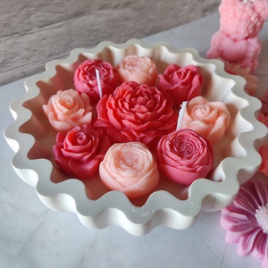 Virágos gyertyatál , Otthon & Életmód, Gyertya, illat, aroma, Gyertya, Gyertya-, mécseskészítés, MESKA