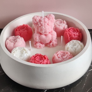 Virágmacis gyertyatál, Otthon & Életmód, Gyertya, illat, aroma, Gyertya, Gyertya-, mécseskészítés, MESKA