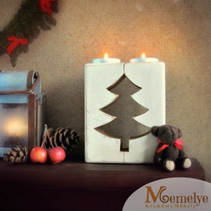 Téli fenyőfa karácsonyi mécsestartó szett -  - Meska.hu