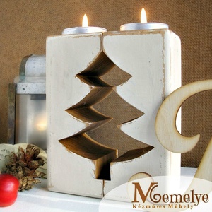 Téli fenyőfa karácsonyi mécsestartó szett -  - Meska.hu