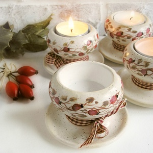 Csipkebogyós adventi mécsestartó szett -  - Meska.hu