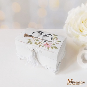 Gyűrűtartó doboz, festett mintával - névre szólóan is , Esküvő, Kiegészítők, Gyűrűtartó & Gyűrűpárna, Festett tárgyak, MESKA