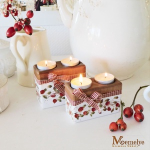 Csipkebogyós mécsestartó szett - karácsony - karácsonyi lakásdekoráció - karácsonyi illatgyertya, mécses - Meska.hu