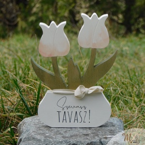 Dupla Fa tulipán , Otthon & Életmód, Dekoráció, Asztal és polc dekoráció, Asztaldísz, Festett tárgyak, MESKA
