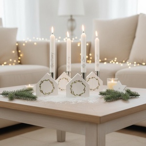 Házikó Adventi gyertyatartó szett - karácsony - adventi díszek - adventi asztaldísz - Meska.hu