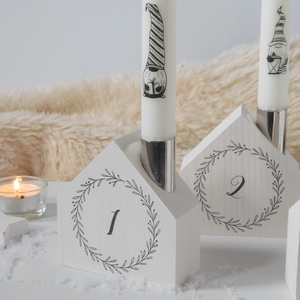Házikó Adventi gyertyatartó szett - manós - karácsony - adventi díszek - adventi asztaldísz - Meska.hu
