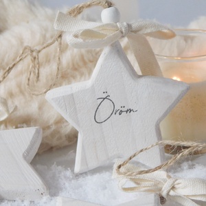 Fa csillag dísz egyedi felirattal - karácsony - karácsonyi lakásdekoráció - karácsonyfadíszek - Meska.hu