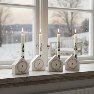 Házikó Adventi gyertyatartó szett - manós - karácsony - adventi díszek - adventi asztaldísz - Meska.hu