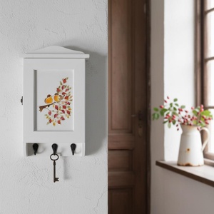 Kulcstartó szekrény, kulcsos szekrény, vörösbegy, Otthon & Életmód, Dekoráció, Fali és függő dekoráció, Fali kulcstartó, Festett tárgyak, MESKA