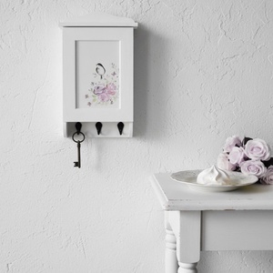 Kulcstartó szekrény, rózsás, Otthon & Életmód, Dekoráció, Fali és függő dekoráció, Fali kulcstartó, Festett tárgyak, MESKA