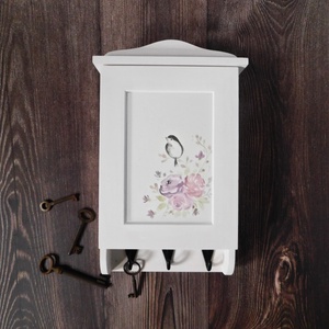 Kulcstartó szekrény, rózsás - otthon & életmód - dekoráció - fali és függő dekoráció - fali kulcstartó - Meska.hu