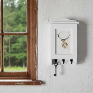 Kulcstartó szekrény, kulcsos szekrény, szarvas, Otthon & Életmód, Dekoráció, Fali és függő dekoráció, Fali kulcstartó, Festett tárgyak, Decoupage, transzfer és szalvétatechnika, MESKA
