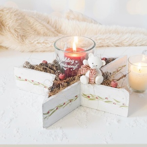 Csillag alakú karácsonyi dekoráció  gyertyával és macival - Meska.hu