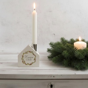Karácsonyi Koszorú Házikó gyertyatartó, Karácsony, Karácsonyi lakásdekoráció, Karácsonyi lakásdíszek, Decoupage, transzfer és szalvétatechnika, MESKA