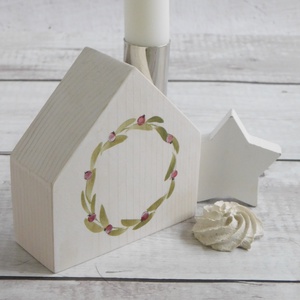 Karácsonyi Koszorú Házikó gyertyatartó - karácsony - karácsonyi lakásdekoráció - karácsonyi lakásdíszek - Meska.hu