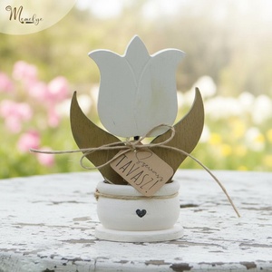 Fa tulipán cserépben, Otthon & Életmód, Virágdekoráció, Virágdíszek, Asztali virágdísz, Festett tárgyak, MESKA