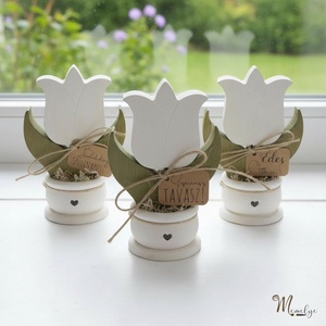 Fa tulipán cserépben - otthon & életmód - virágdekoráció - virágdíszek - asztali virágdísz - Meska.hu