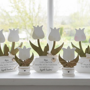 Dupla Fa tulipán Anyák napjára, egyedi felirattal is - otthon & életmód - dekoráció - asztal és polc dekoráció - asztaldísz - Meska.hu