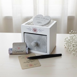 Fókós esküvői pénzátadó doboz szívvel, Esküvő, Emlék & Ajándék, Nászajándék, Esküvői pénzátadó doboz, Festett tárgyak, MESKA