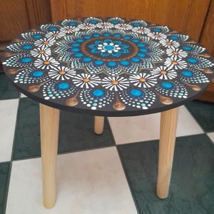 3 lábú mandalás asztalka 35 cm - otthon & életmód - bútor - asztal - Meska.hu
