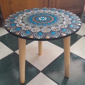3 lábú mandalás asztalka 35 cm - otthon & életmód - bútor - asztal - Meska.hu