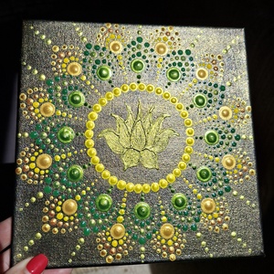 Egészség mandala 20x20 cm - művészet - festmény - akril - Meska.hu