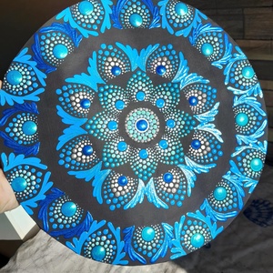 Kék mandala 30cm kör, Művészet, Festmény, Akril, Festészet, MESKA
