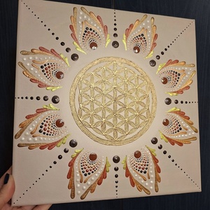 Életvirág mandala 30x30 cm, Otthon & Életmód, Dekoráció, Spiritualitás, Mandala, Festészet, Festett tárgyak, MESKA