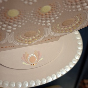 Öröknaptár 21cm bézs-fehér mandala mintával  - otthon & életmód - dekoráció - fali és függő dekoráció - falinaptár & öröknaptár - Meska.hu