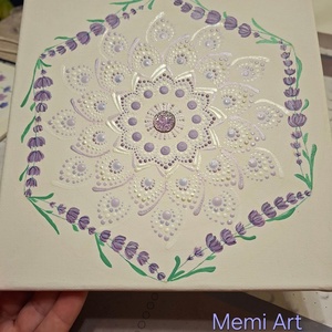 Nyugtató levendulák lágy ölelésében 20x20cm mandala, Otthon & Életmód, Dekoráció, Spiritualitás, Mandala, Festészet, Festett tárgyak, MESKA