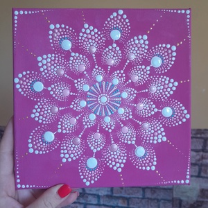 Angyali szeretet 20x20cm mandala, Otthon & Életmód, Dekoráció, Spiritualitás, Mandala, Festészet, Festett tárgyak, MESKA