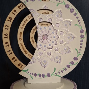 Öröknaptár 21cm levendulás mandala mintával fehér alapon - Meska.hu