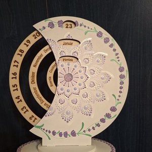 Öröknaptár 21cm levendulás mandala mintával fehér alapon - otthon & életmód - dekoráció - fali és függő dekoráció - falinaptár & öröknaptár - Meska.hu
