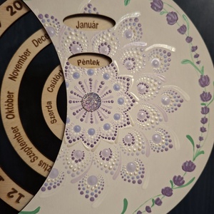 Öröknaptár 21cm levendulás mandala mintával fehér alapon - otthon & életmód - dekoráció - fali és függő dekoráció - falinaptár & öröknaptár - Meska.hu