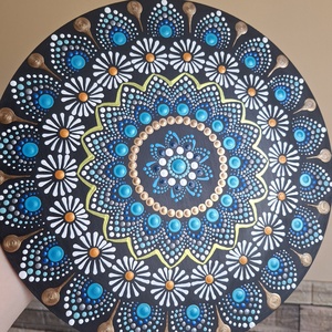 3 lábú mandalás asztalka 35 cm - otthon & életmód - dekoráció - spiritualitás - mandala - Meska.hu