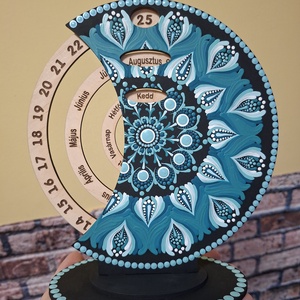 Öröknaptár 21cm türkiz mandala mintával fekete alapra, bármilyen felirattal - Meska.hu