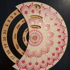 Öröknaptár 21cm rózsaszín mandala mintával fehér alapra, bármilyen felirattal - otthon & életmód - dekoráció - fali és függő dekoráció - falinaptár & öröknaptár - Meska.hu