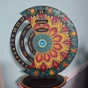 Öröknaptár 25cm mandala mintával fekete alapra - Meska.hu