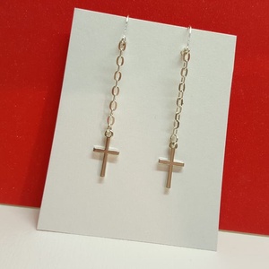 Kereszt fülbevaló - ékszer - fülbevaló - lógó fülbevaló - Meska.hu