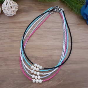 Tenyésztett gyöngy nyaklánc - Choker nyaklánc - ékszer - nyaklánc - gyöngyös nyaklánc - Meska.hu