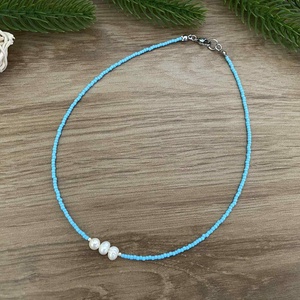 Tenyésztett gyöngy nyaklánc - Choker nyaklánc, Ékszer, Nyaklánc, Gyöngyös nyaklánc, Gyöngyfűzés, gyöngyhímzés, MESKA