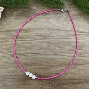Tenyésztett gyöngy nyaklánc - Choker nyaklánc, , Gyöngyfűzés, gyöngyhímzés, MESKA