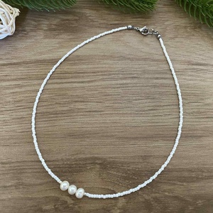 Tenyésztett gyöngy nyaklánc - Choker nyaklánc, , Gyöngyfűzés, gyöngyhímzés, MESKA