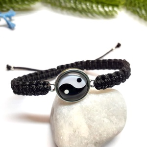 Jin - jang karkötő ; Yin - yang karkötő, Ékszer, Karkötő, Fonott karkötő, Csomózás, MESKA