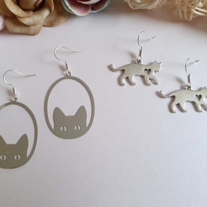 2 pár cicás fülbevaló, Ékszer, Fülbevaló, Lógó fülbevaló, Ékszerkészítés, MESKA